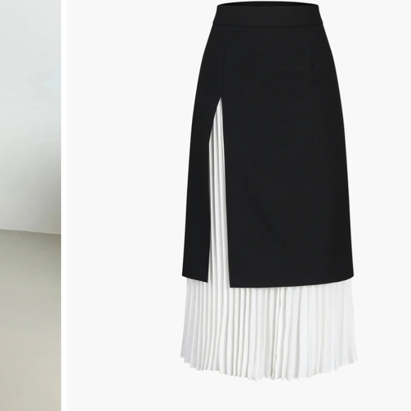 NWOT Commense Two-toned Pleated Midi Skirt - Picture 2 of 5